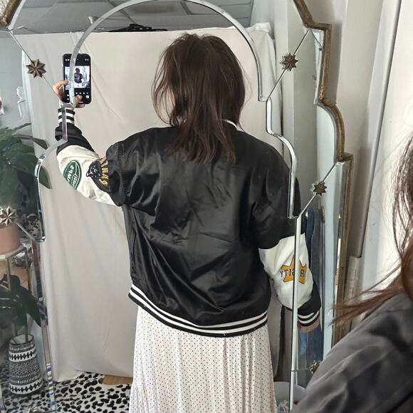 PacSun 90s Oversized Athletic Varsity Jacket Black Size XS/S - Picture 7 of 8